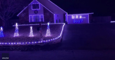 Oklahoma couple use Christmas lights display for gender reveal