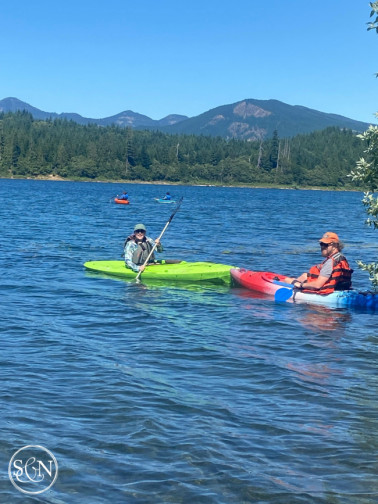 Kayaking at Merrill Lake in Cougar, Washington - Steve and Noelle